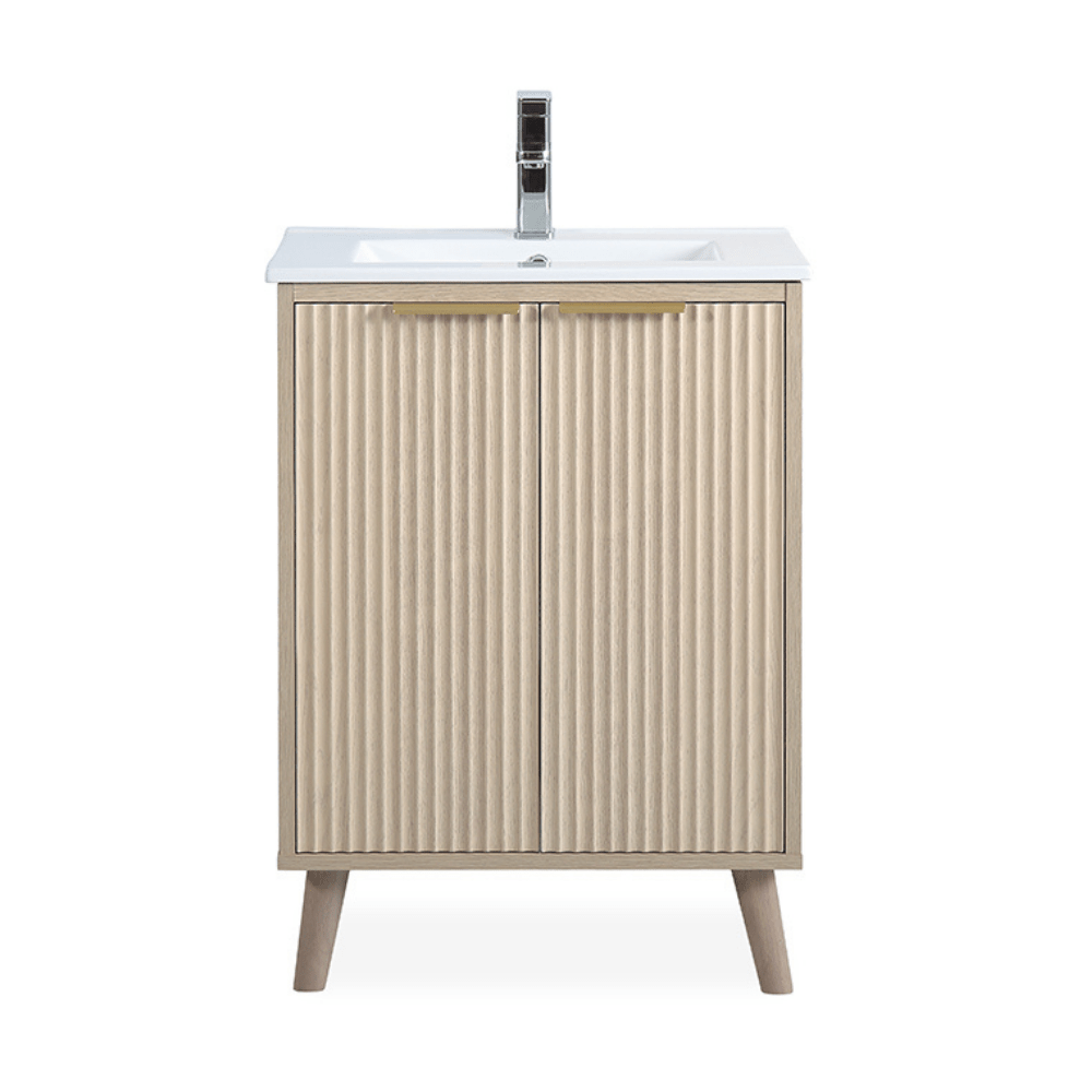 24 Inch Light Wood Bathroom Vanity | Modern Freestanding Vanity with ...