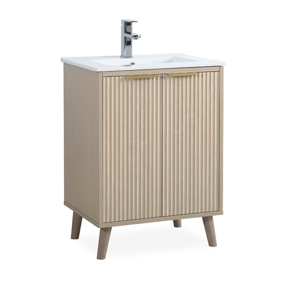 24 Inch Light Wood Bathroom Vanity | Modern Freestanding Vanity with ...