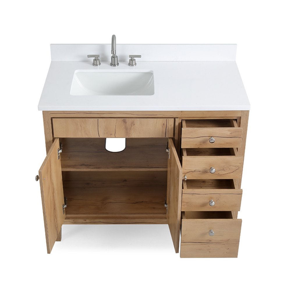 42 inch Modern Style Beatrice Bathroom Sink Vanity in Wood Finish ...