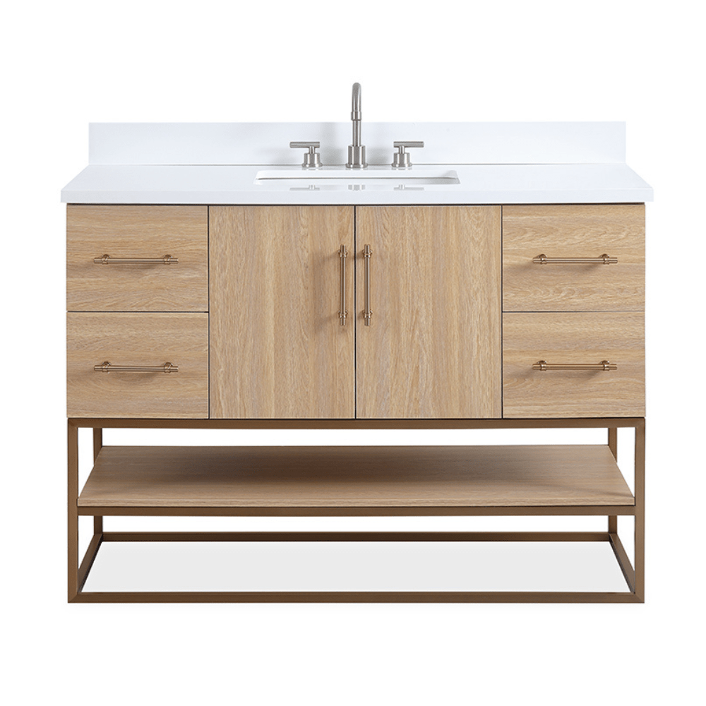【PORTERNA】Vanity mid-length one piece 24 in. W Freestanding Bath Vanity in White with White