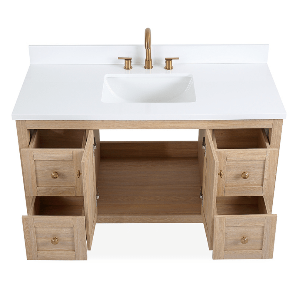 48 Inch Light Oak Finish Modern Vanity with Sink | Tennant Brand