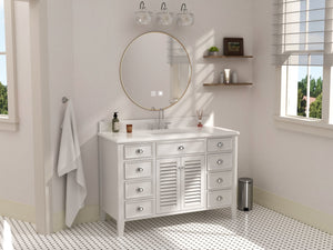 50 Inch Contemporary Style White Kalani Bathroom Vanity Tennant Brand Bathroom Vanities
