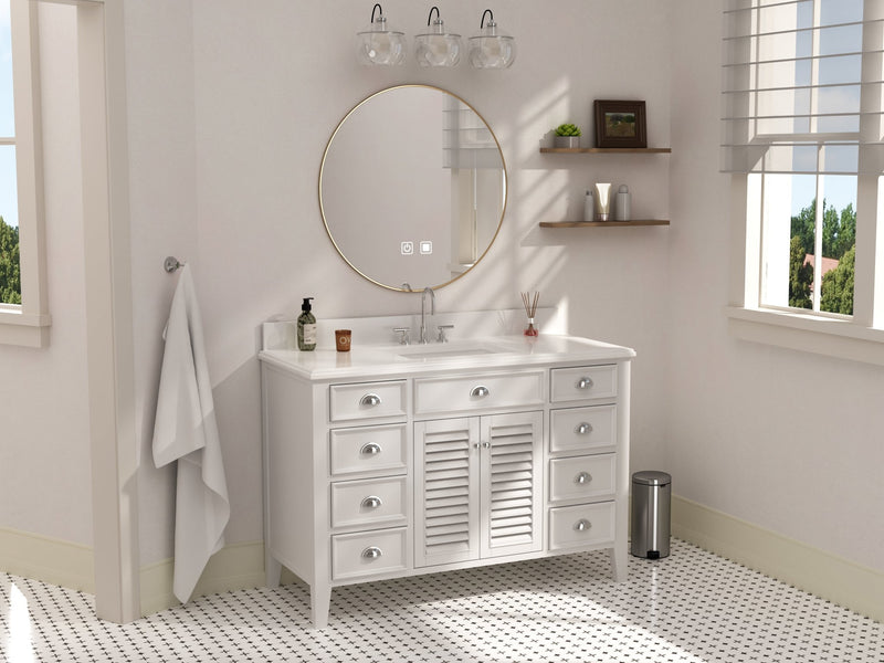 50 Inch Contemporary Style White Kalani Bathroom Vanity Tennant Brand Bathroom Vanities