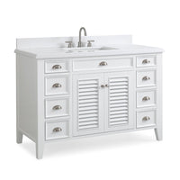 50 Inch Contemporary Style White Kalani Bathroom Vanity Tennant Brand Bathroom Vanities