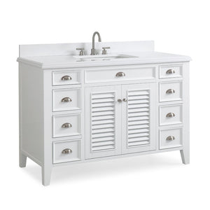 50 Inch Contemporary Style White Kalani Bathroom Vanity Tennant Brand Bathroom Vanities