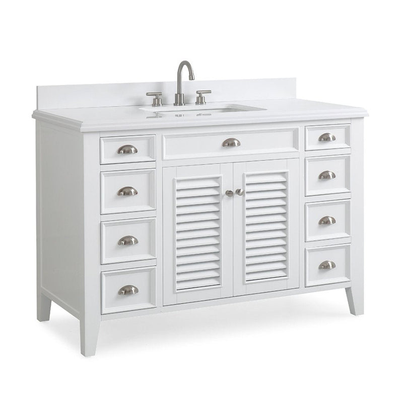 50 Inch Contemporary Style White Kalani Bathroom Vanity Tennant Brand Bathroom Vanities