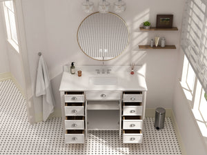50 Inch Contemporary Style White Kalani Bathroom Vanity Tennant Brand Bathroom Vanities