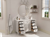 50 Inch Contemporary Style White Kalani Bathroom Vanity Tennant Brand Bathroom Vanities