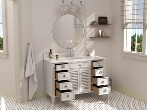 50 Inch Contemporary Style White Kalani Bathroom Vanity Tennant Brand Bathroom Vanities