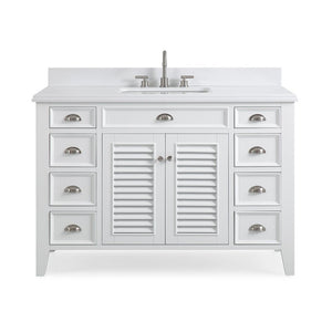 50 Inch Contemporary Style White Kalani Bathroom Vanity Tennant Brand Bathroom Vanities