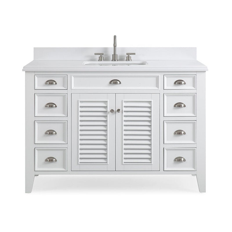 50 Inch Contemporary Style White Kalani Bathroom Vanity Tennant Brand Bathroom Vanities