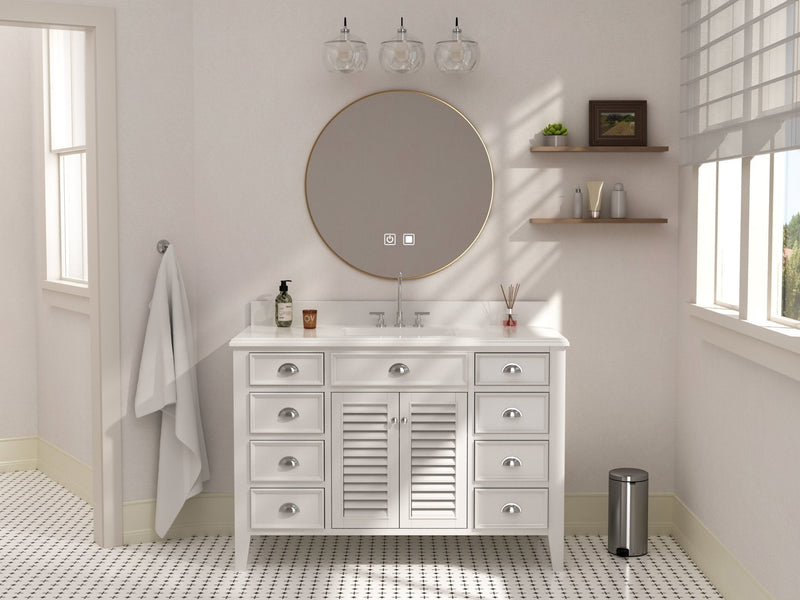 50 Inch Contemporary Style White Kalani Bathroom Vanity Tennant Brand Bathroom Vanities