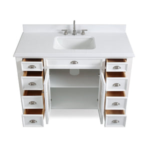50 Inch Contemporary Style White Kalani Bathroom Vanity Tennant Brand Bathroom Vanities