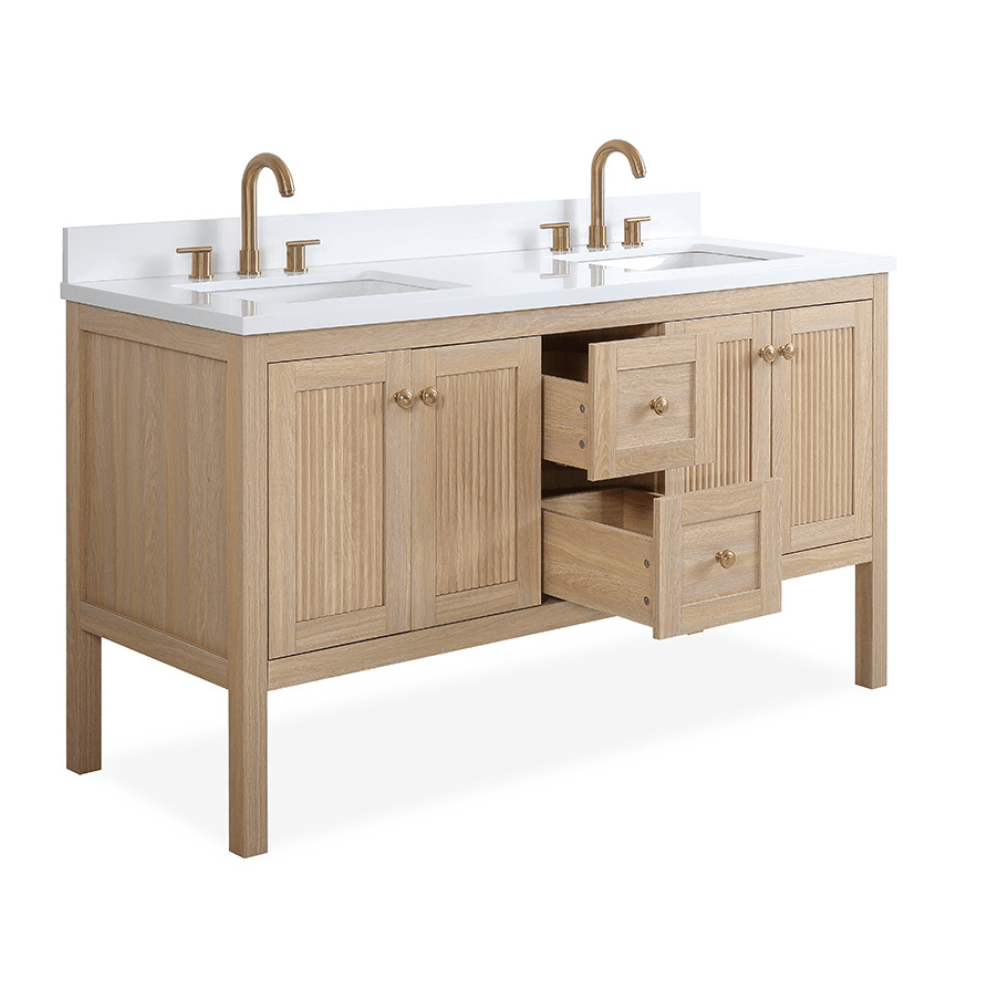 60 Inch Modern Light Oak Sera Double ...