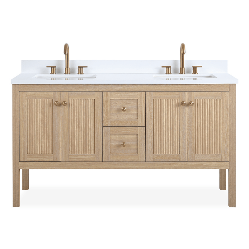 ハイセンス様　ホワイトレイク-5 60 Inch Modern Light Oak Sera Double Sink Bathroom Vanity With