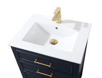 24 Inch Arruza Navy Blue Narrow Bathroom Vanity with 2 Drawers and Open Shelf