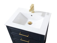 24 Inch Arruza Navy Blue Narrow Bathroom Vanity with 2 Drawers and Open Shelf Tennant Brand Bathroom Vanities