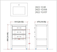 24 Inch Arruza Teal Blue Narrow Bathroom Vanity with 2 Drawers and Open Shelf Tennant Brand Bathroom Vanities