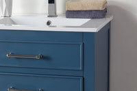 24 Inch Arruza Teal Blue Narrow Bathroom Vanity with 2 Drawers and Open Shelf Tennant Brand Bathroom Vanities