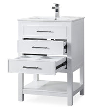 24 Inch Arruza White Narrow Bathroom Vanity with 2 Drawers and Open Shelf Tennant Brand Bathroom Vanities