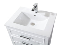 24 Inch Arruza White Narrow Bathroom Vanity with 2 Drawers and Open Shelf Tennant Brand Bathroom Vanities