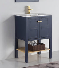 24 Inch Tennant Brand Arola Small Slim Narrow Navy Blue Bathroom Vanity