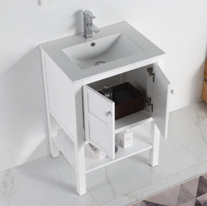 24 Inch Tennant Brand Arola Small Slim Narrow White Bathroom Vanity