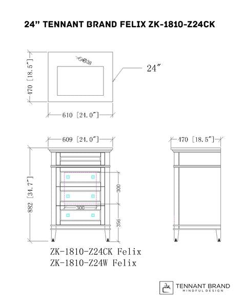 24 Inch Tennant Brand Felix Modern Gray Sink Bathroom Vanity Tennant Brand Bathroom Vanities