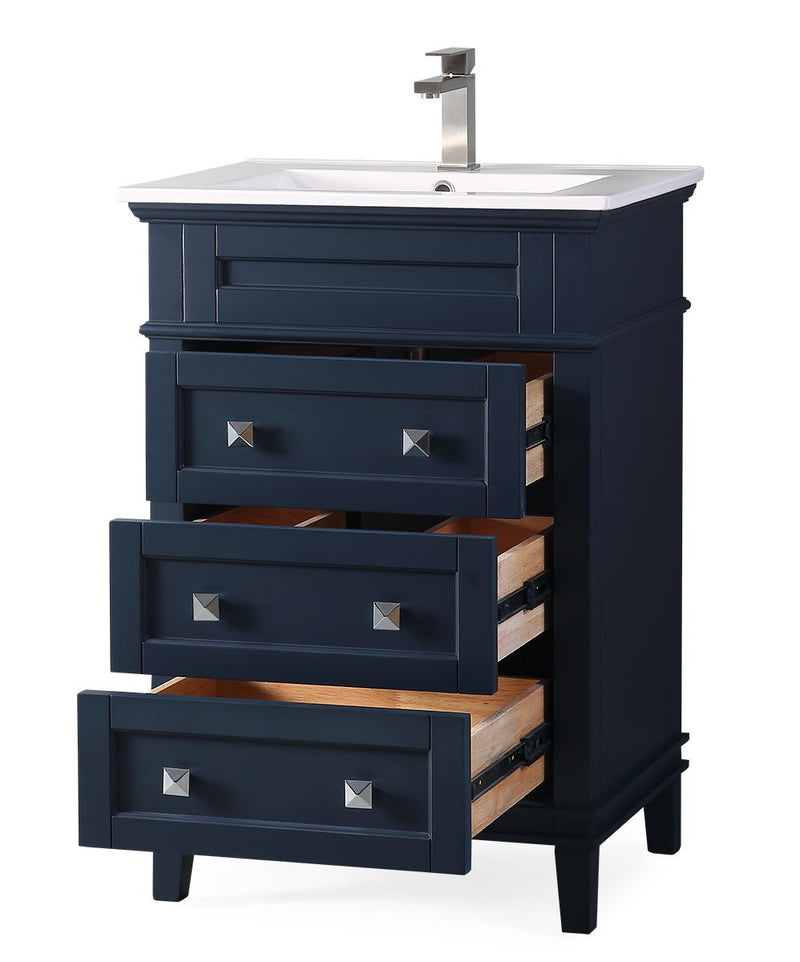 24 Inch Tennant Brand Felix Modern Navy Blue Sink Bathroom Vanity Tennant Brand Bathroom Vanities