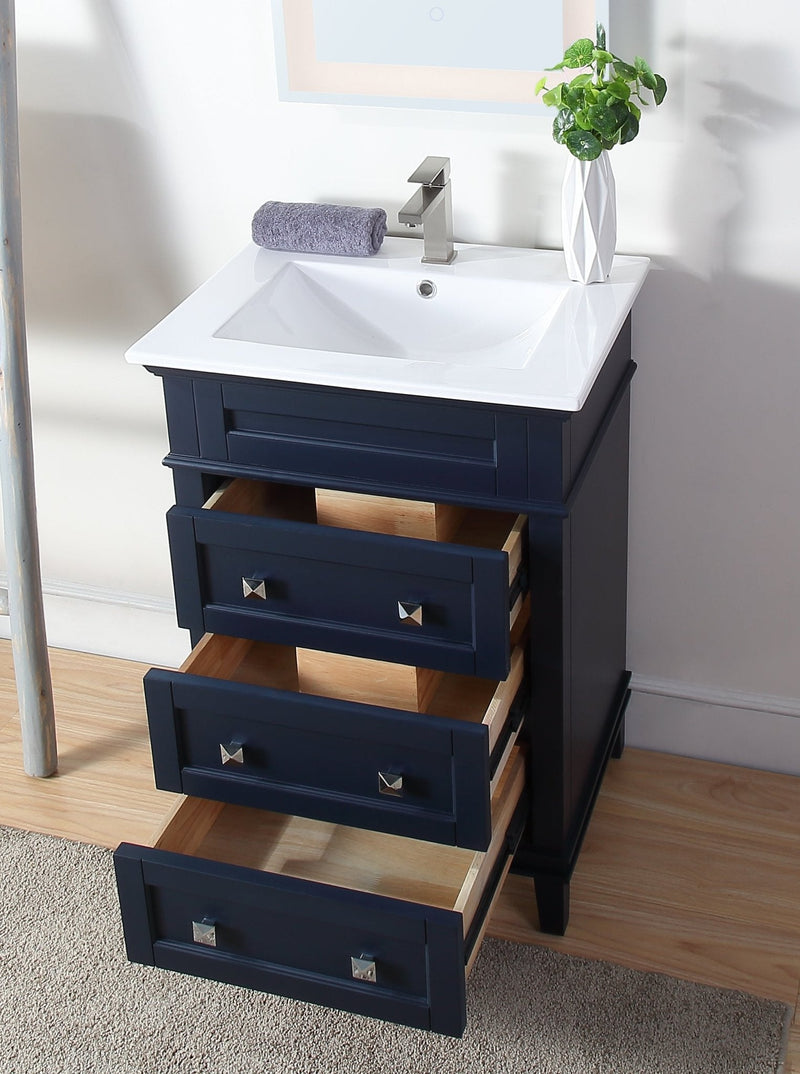 24 Inch Tennant Brand Felix Modern Navy Blue Sink Bathroom Vanity Tennant Brand Bathroom Vanities