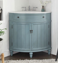 24" Light Blue Thomasville Corner bathrrom sink Vanity  # GD-47544BU - Chans Furniture - 1