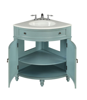 24" Light Blue Thomasville Corner bathrrom sink Vanity  # GD-47544BU - Chans Furniture - 3