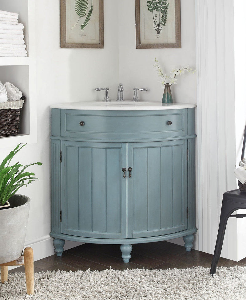 24" Light Blue Thomasville Corner bathrrom sink Vanity  # GD-47544BU - Chans Furniture - 2