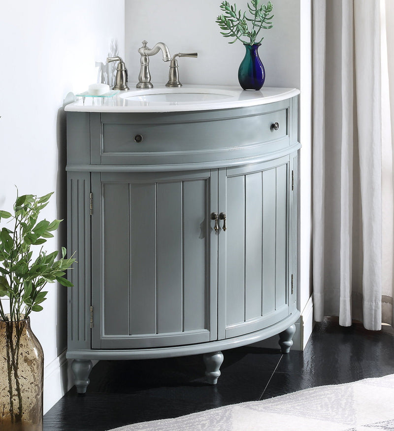 24 Inch Triadsville Gray Farmhouse Corner Bathroom Vanity Tennant Brand Bathroom Vanities