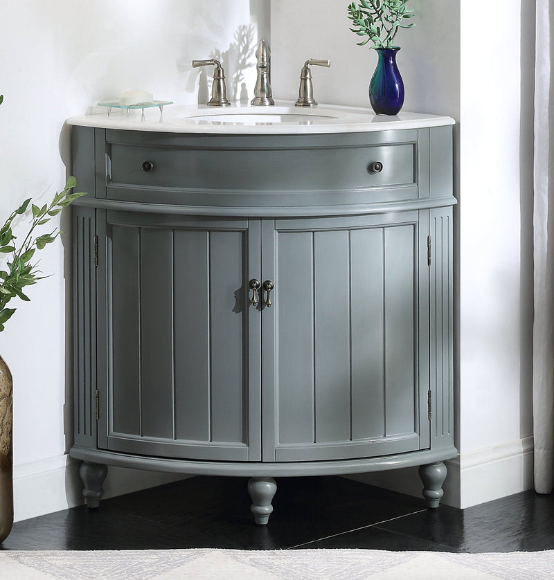 24 Inch Triadsville Gray Farmhouse Corner Bathroom Vanity Tennant Brand Bathroom Vanities