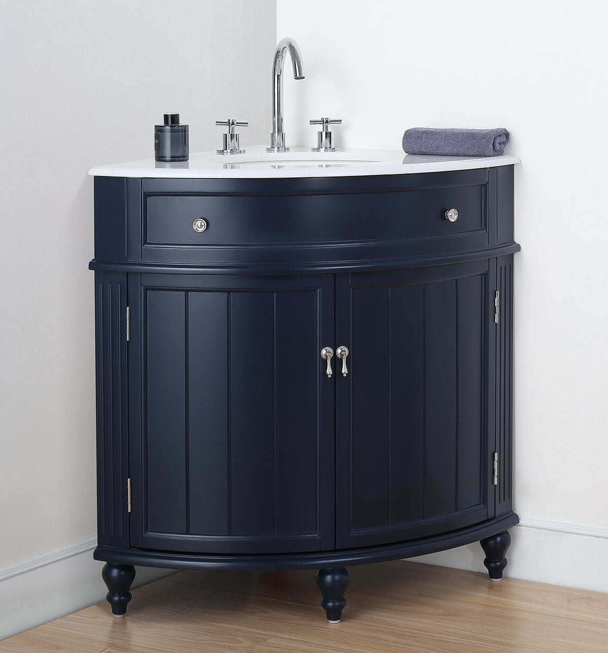 24 Inch Triadsville Navy Blue Corner Bathroom Vanity – Tennant Brand