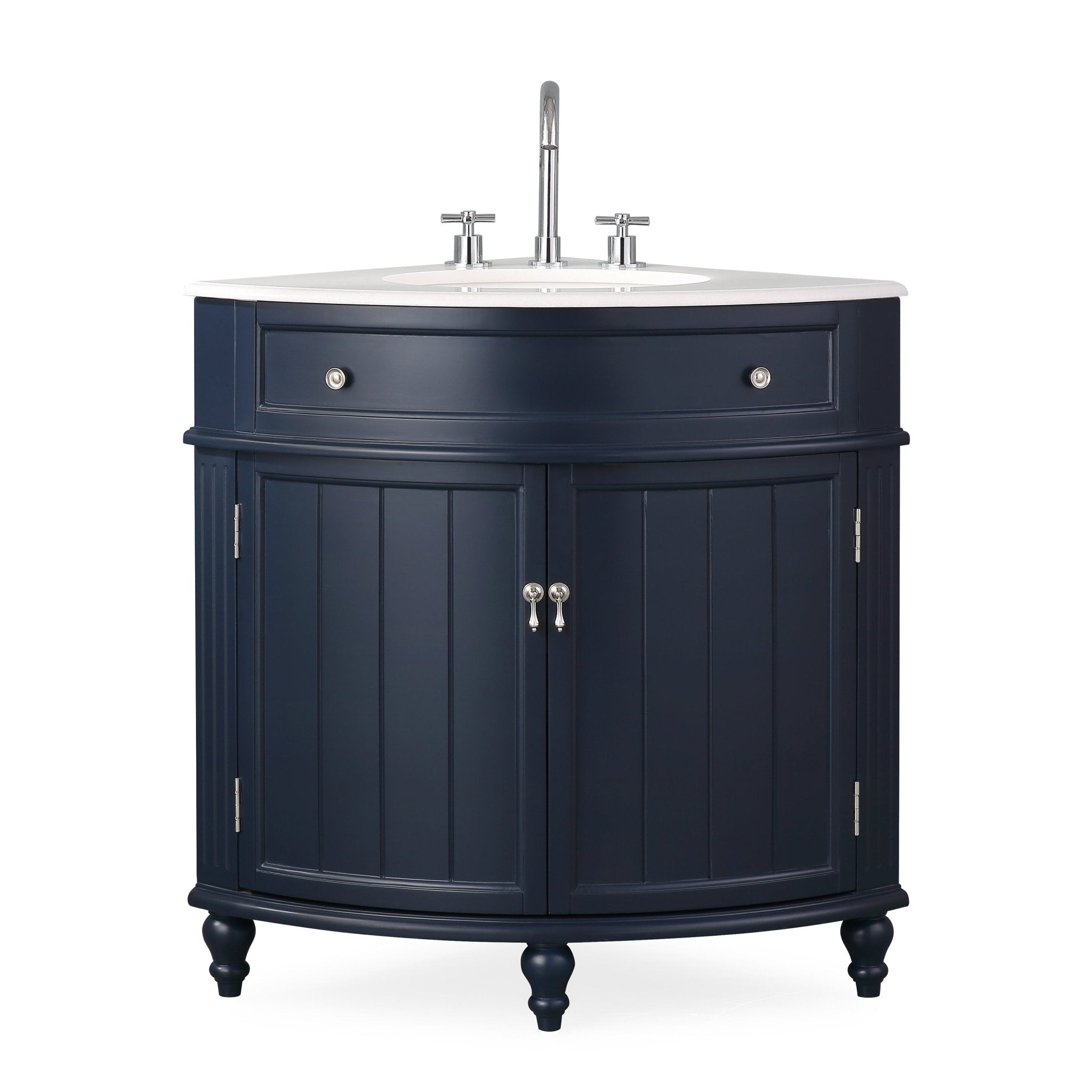 24 Inch Triadsville Navy Blue Corner Bathroom Vanity