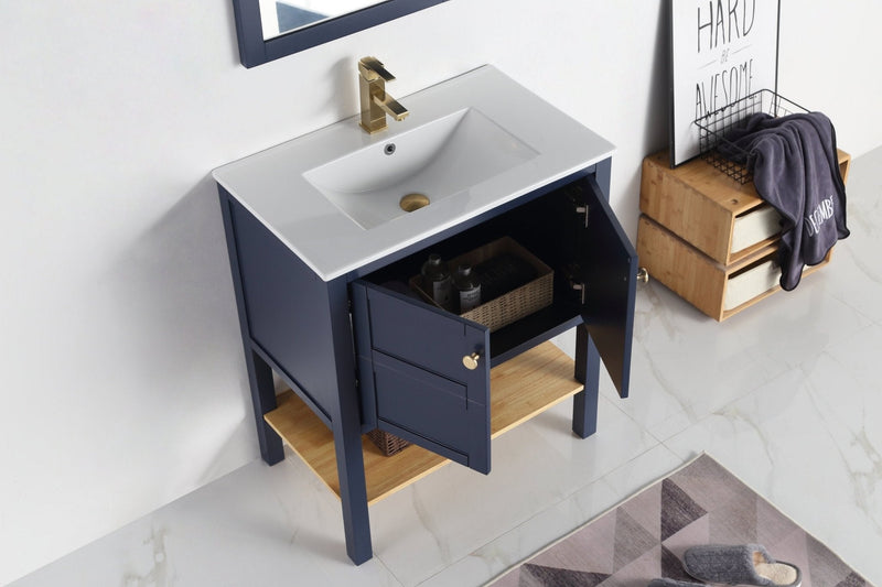 30 inch Tennant Brand Arola Small Slim Narrow Navy Blue Bathroom Vanity Tennant Brand Bathroom Vanities