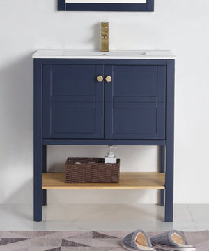 30 inch Tennant Brand Arola Small Slim Narrow Navy Blue Bathroom Vanity Tennant Brand Bathroom Vanities