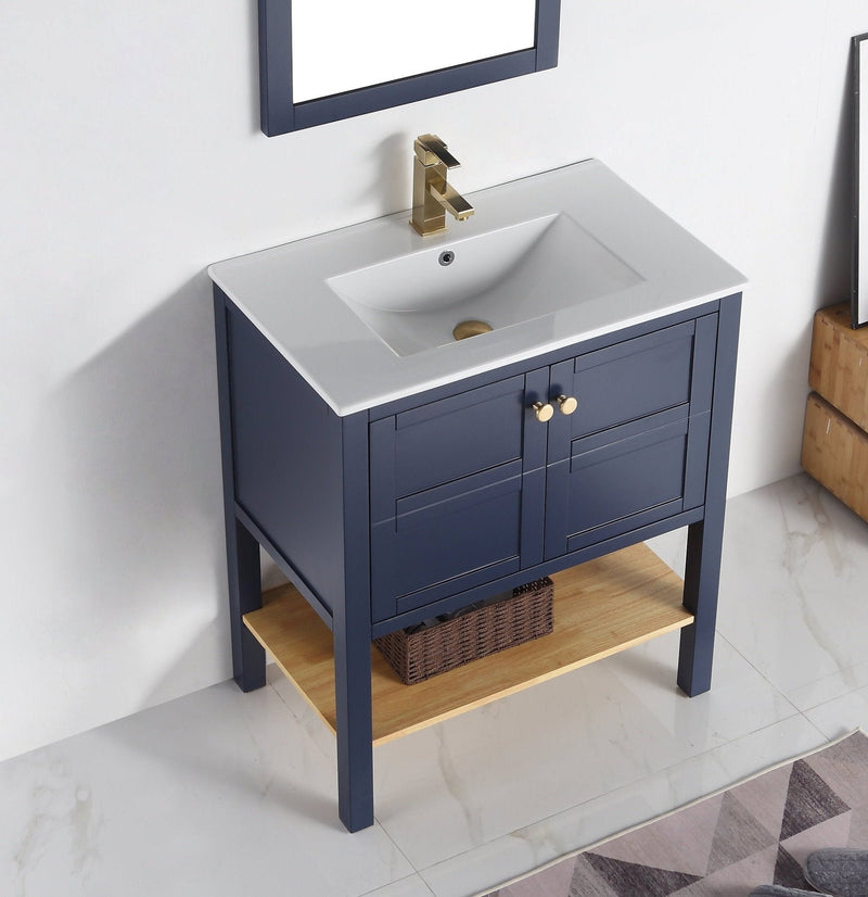 30 inch Tennant Brand Arola Small Slim Narrow Navy Blue Bathroom Vanity Tennant Brand Bathroom Vanities