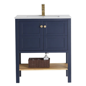 30 inch Tennant Brand Arola Small Slim Narrow Navy Blue Bathroom Vanity Tennant Brand Bathroom Vanities