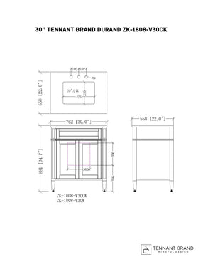 30 inch Tennant Brand Durand Modern Gray Modern Bathroom Sink Vanity Tennant Brand Bathroom Vanities