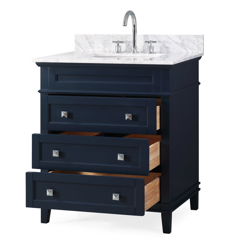 30 inch Tennant Brand Felix Modern Style Navy Blue Bathroom Vanity Tennant Brand Bathroom Vanities