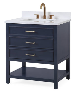 30 inch Tennant Brand Felton Navy Blue Color Finish Single Sink Bathroom Vanity