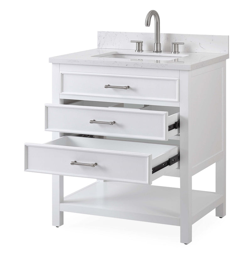 30 inch Tennant Brand Felton White Finish Single Sink Bathroom Vanity Tennant Brand Bathroom Vanities