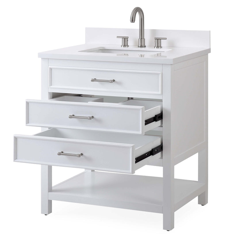 30 inch Tennant Brand Felton White Finish Single Sink Bathroom Vanity Tennant Brand Bathroom Vanities