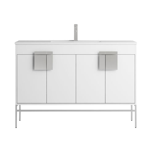 47 Inch Tennant Brand Kuro Minimalistic White Single Sink Bathroom Van