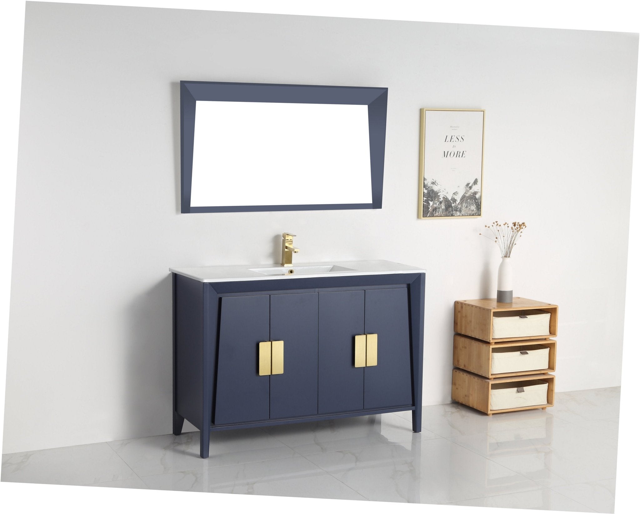 ヴァン テ キャロント 48 Inch Larvotto Navy Blue Color Modern Bathroom Sink Vanity