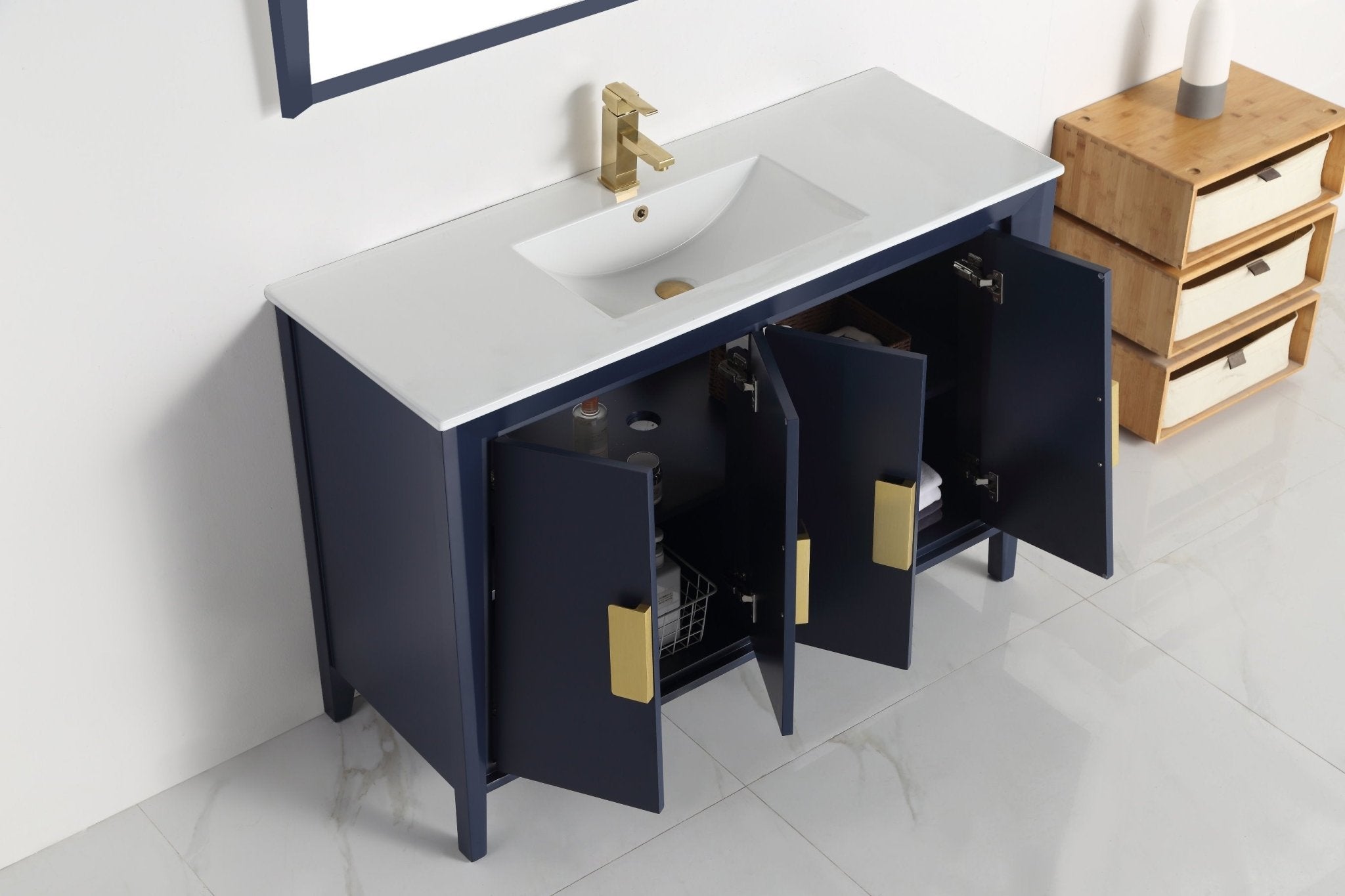 ヴァン テ キャロント 48 Inch Larvotto Navy Blue Color Modern Bathroom Sink Vanity