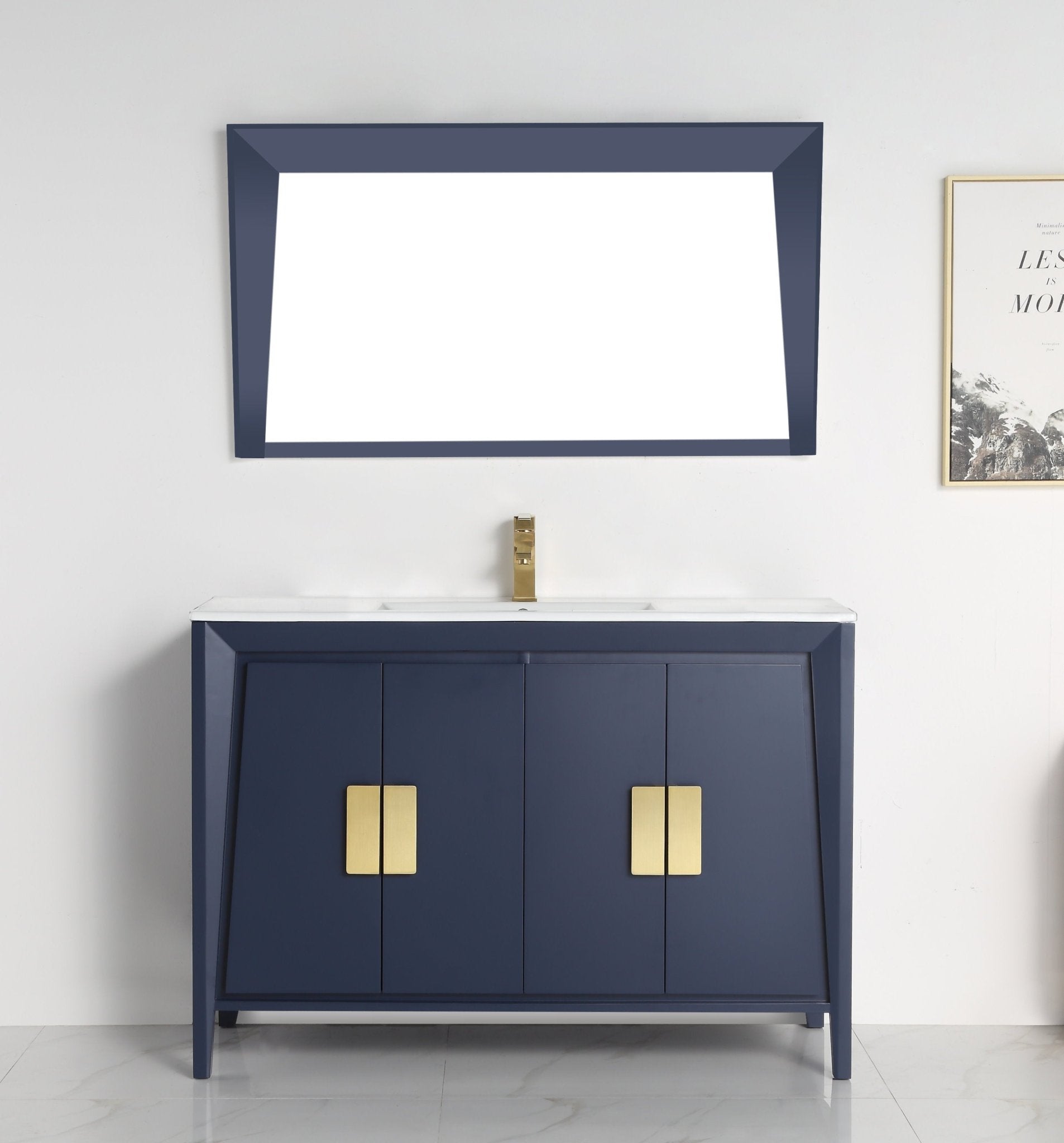 『Ral SWING NAVY XL』 48 Inch Larvotto Navy Blue Color Modern Bathroom Sink Vanity